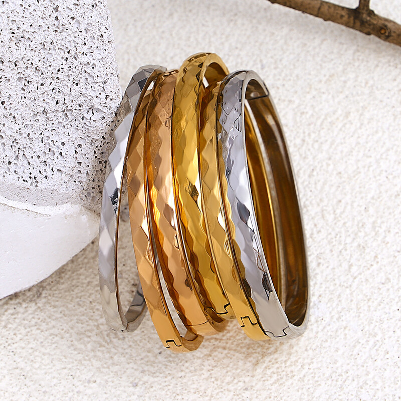 AENSOA paprastos rombo formos lygaus paviršiaus nerūdijančio plieno apyrankės apyrankės moterims Madingi paauksuoto metalo apyrankės papuošalai