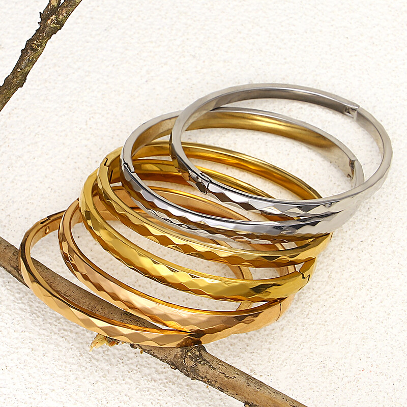 AENSOA paprastos rombo formos lygaus paviršiaus nerūdijančio plieno apyrankės apyrankės moterims Madingi paauksuoto metalo apyrankės papuošalai