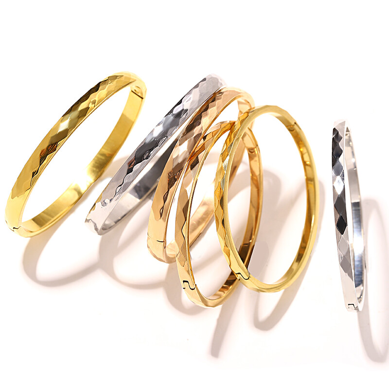 AENSOA paprastos rombo formos lygaus paviršiaus nerūdijančio plieno apyrankės apyrankės moterims Madingi paauksuoto metalo apyrankės papuošalai