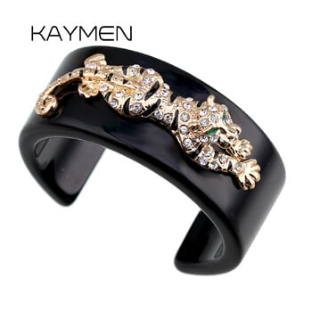 KAYMEN New Animal Style Tiger on The Resin Bangle Cuff βραχιόλι μόδας χαριτωμένο statement βραχιόλι από σμάλτο για γυναίκες κορίτσια