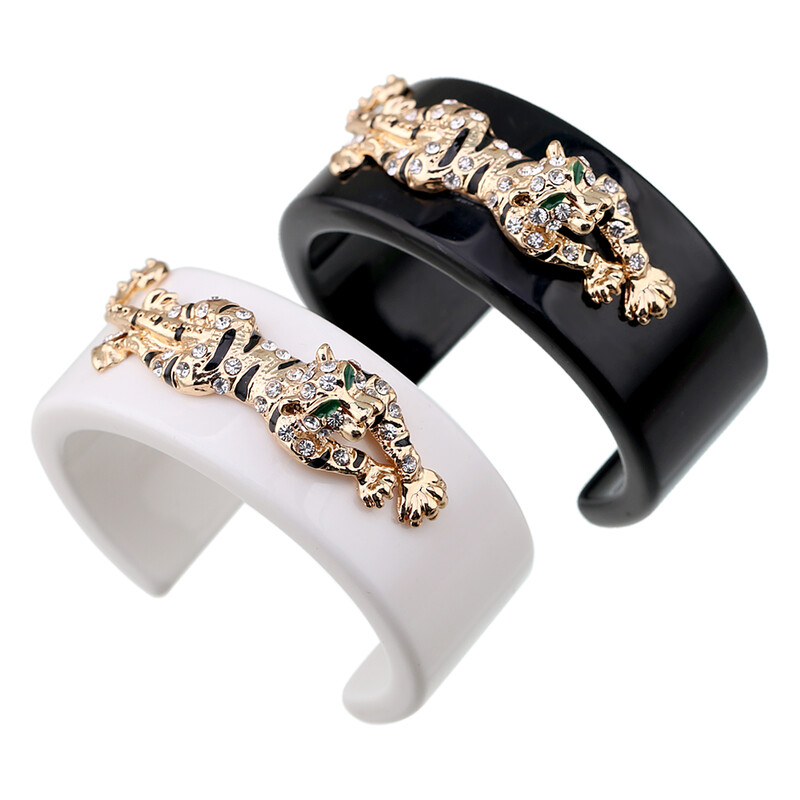 KAYMEN új, állati stílusú tigris a gyanta karkötő mandzsetta karkötő divat aranyos Statement zománc karkötő női lányoknak