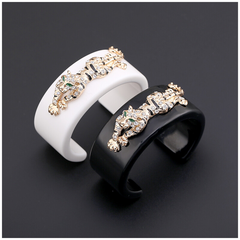 KAYMEN új, állati stílusú tigris a gyanta karkötő mandzsetta karkötő divat aranyos Statement zománc karkötő női lányoknak