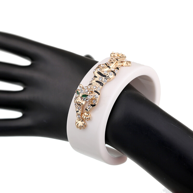 KAYMEN új, állati stílusú tigris a gyanta karkötő mandzsetta karkötő divat aranyos Statement zománc karkötő női lányoknak