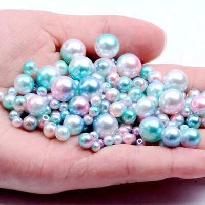 3-12 mm-es perforált sellő színátmenet színes gyöngy kör alakú gyöngy nyaklánc utánzat karkötő barkács kiegészítők