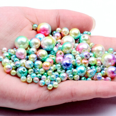 3-12 mm-es perforált sellő színátmenet színes gyöngy kör alakú gyöngy nyaklánc utánzat karkötő barkács kiegészítők