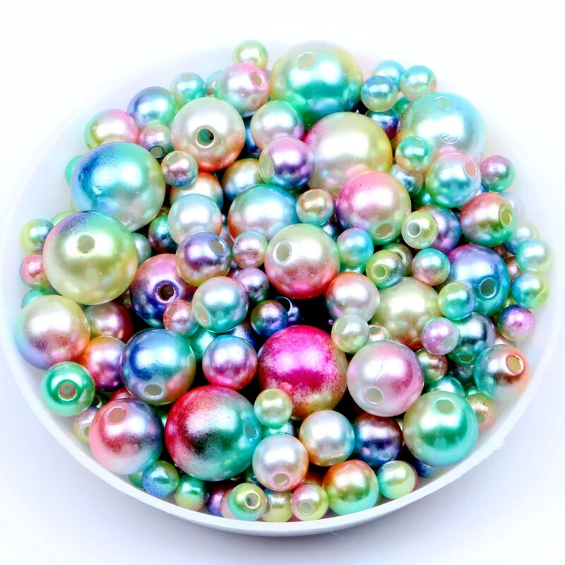 3-12 mm-es perforált sellő színátmenet színes gyöngy kör alakú gyöngy nyaklánc utánzat karkötő barkács kiegészítők