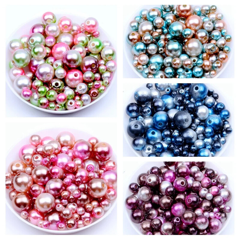 3-12 mm-es perforált sellő színátmenet színes gyöngy kör alakú gyöngy nyaklánc utánzat karkötő barkács kiegészítők