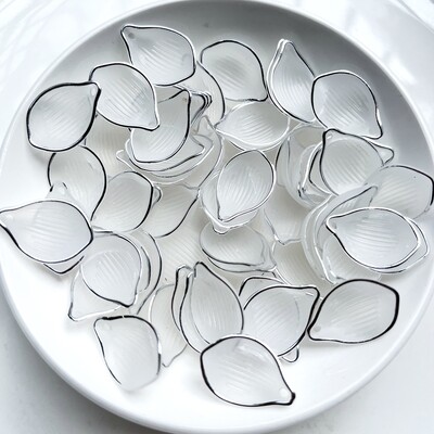 40db 22 * 15mm levélarany és ezüst szélű akril gyöngy ékszer készítés karkötő nyaklánc fülbevaló barkács kézműves kézzel készített kiegészítők