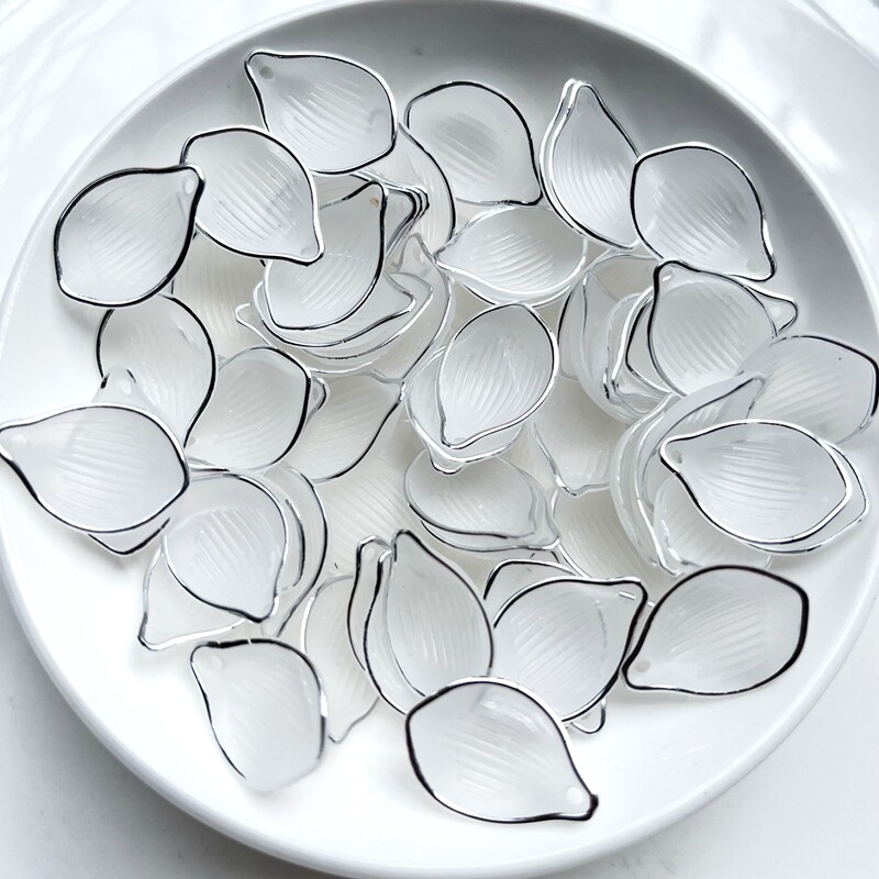 40db 22 * 15mm levélarany és ezüst szélű akril gyöngy ékszer készítés karkötő nyaklánc fülbevaló barkács kézműves kézzel készített kiegészítők