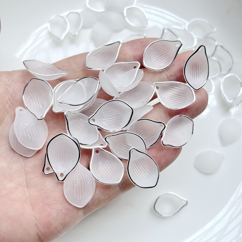 40db 22 * 15mm levélarany és ezüst szélű akril gyöngy ékszer készítés karkötő nyaklánc fülbevaló barkács kézműves kézzel készített kiegészítők