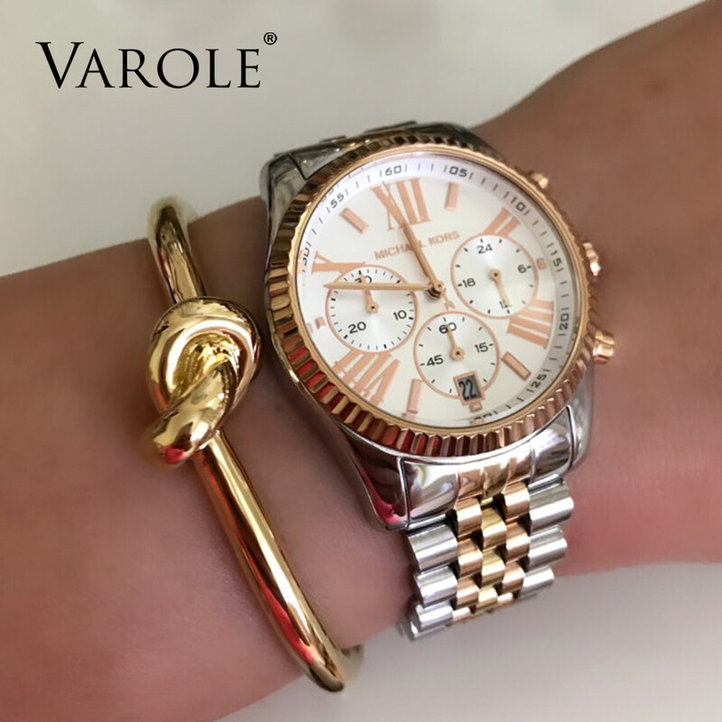 VAROLE Elegantne bakrene narukvice i narukvice s čvorovima Poklon otvorene narukvice zlatne boje Pulseiras Feminina narukvice s manžetama za žene