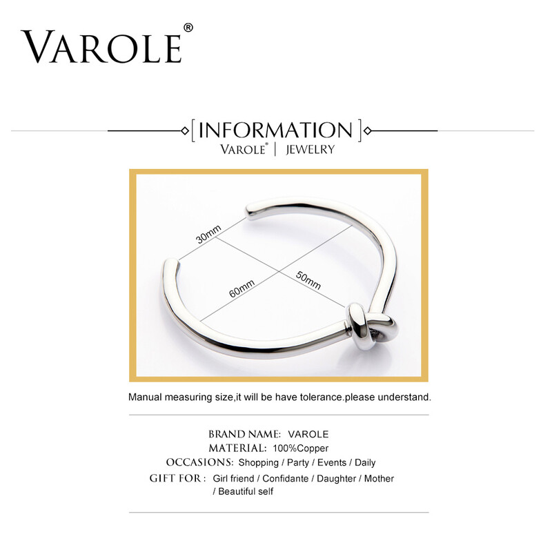 VAROLE Elegantne bakrene narukvice i narukvice s čvorovima Poklon otvorene narukvice zlatne boje Pulseiras Feminina narukvice s manžetama za žene