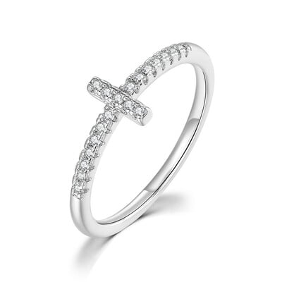 Krížový prsteň pre ženy, kórejská móda, mikrointarzované zirkónové elegantné prstene, ružovo-zlaté krištáľové doplnky na prsty, šperky R715
