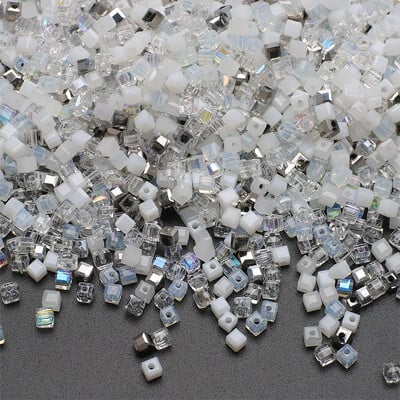 100 bucăți 3 mm mărgele de sticlă pătrată cu fațete de cristal verde pentru fabricarea de bijuterii, bricolaj, colier, brățară, accesorii de îmbrăcăminte