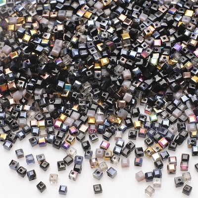 100 bucăți 3 mm mărgele de sticlă pătrată cu fațete de cristal verde pentru fabricarea de bijuterii, bricolaj, colier, brățară, accesorii de îmbrăcăminte