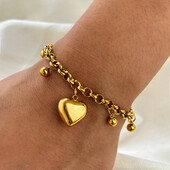 Rozsdamentes acél karkötő Könnyű luxus kis francia, gyönyörű őszibarack szív kiegészítők karkötő női ékszerek nemes parti viselet