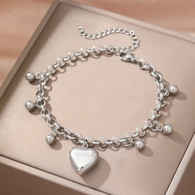 Rozsdamentes acél karkötő Könnyű luxus kis francia, gyönyörű őszibarack szív kiegészítők karkötő női ékszerek nemes parti viselet