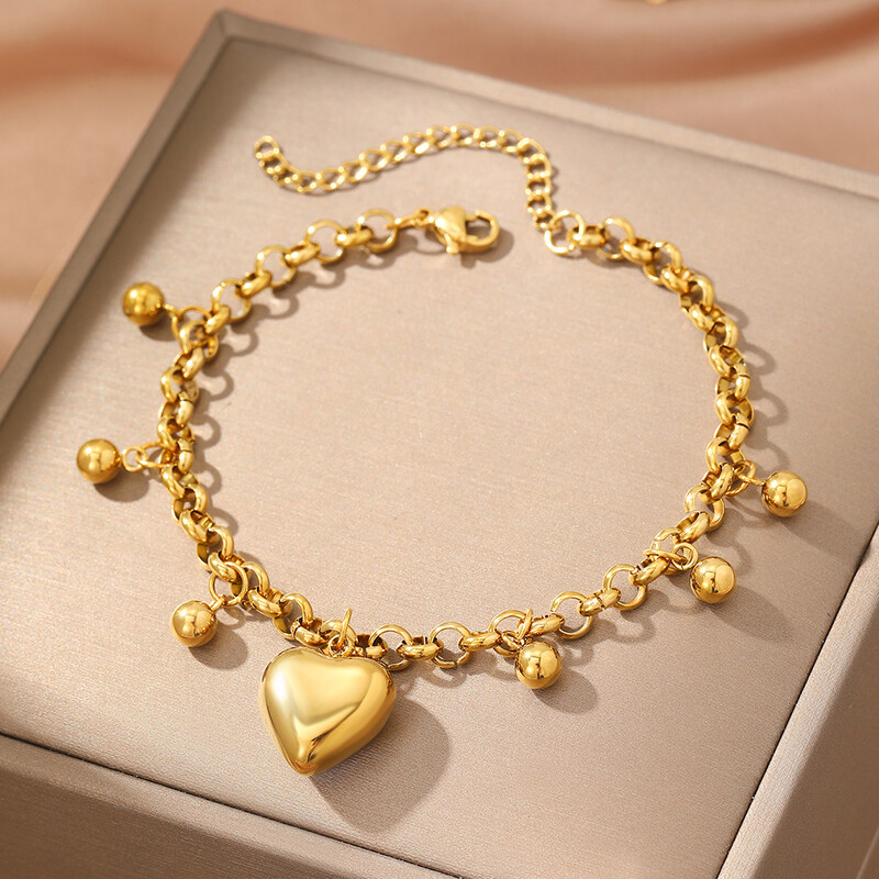 Rozsdamentes acél karkötő Könnyű luxus kis francia, gyönyörű őszibarack szív kiegészítők karkötő női ékszerek nemes parti viselet