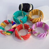 Ručno izrađena akrilna široka narukvica, modne vruće rasprodane narukvice za žene, raznobojne ploče, rastezljiva narukvica s privjescima, novi nakit