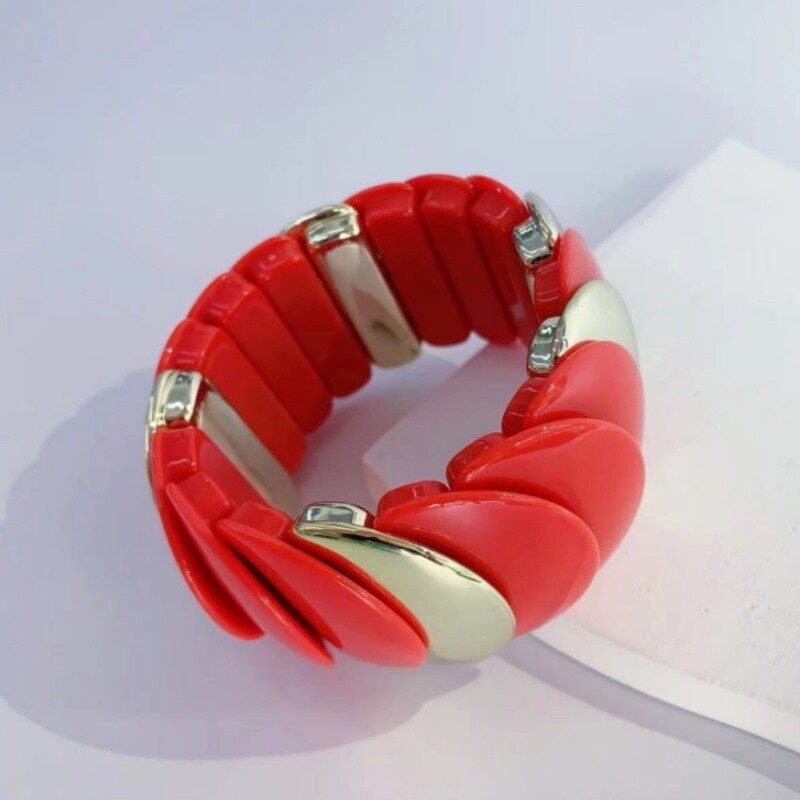 Ručno izrađena akrilna široka narukvica, modne vruće rasprodane narukvice za žene, raznobojne ploče, rastezljiva narukvica s privjescima, novi nakit