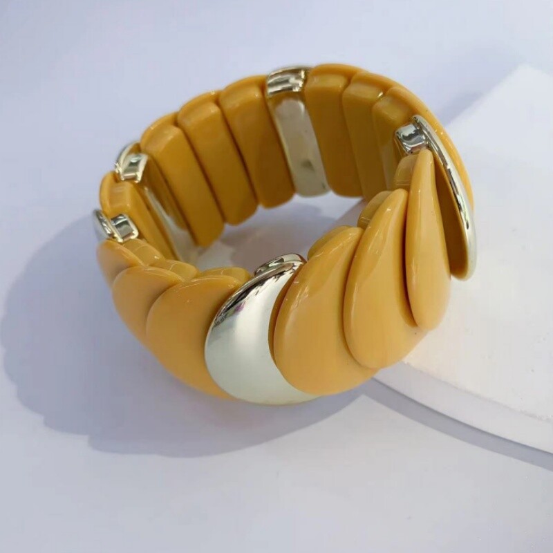 Ručno izrađena akrilna široka narukvica, modne vruće rasprodane narukvice za žene, raznobojne ploče, rastezljiva narukvica s privjescima, novi nakit