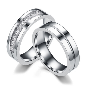 KNOCK Trendy Wedding Bands Δαχτυλίδια για γυναίκες / άντρες Love δώρο σε χρυσό χρώμα από ανοξείδωτο ατσάλι CZ Promise Couple Jewelry