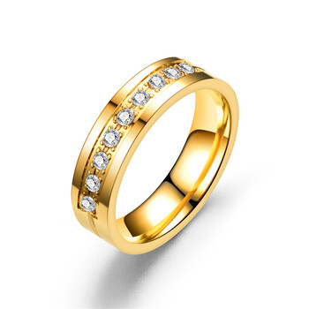 KNOCK Trendy Wedding Bands Δαχτυλίδια για γυναίκες / άντρες Love δώρο σε χρυσό χρώμα από ανοξείδωτο ατσάλι CZ Promise Couple Jewelry