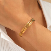 Rozsdamentes acél karkötő Európai és amerikai divatos lánc alakú üreges állítható karkötő női ékszer bulihoz illő