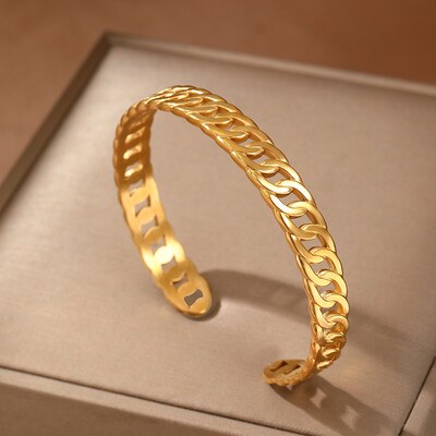 Rozsdamentes acél karkötő Európai és amerikai divatos lánc alakú üreges állítható karkötő női ékszer bulihoz illő