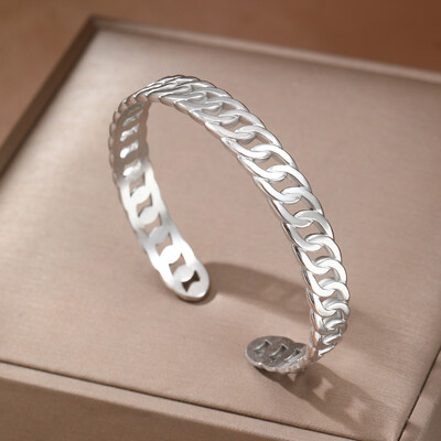 Rozsdamentes acél karkötő Európai és amerikai divatos lánc alakú üreges állítható karkötő női ékszer bulihoz illő