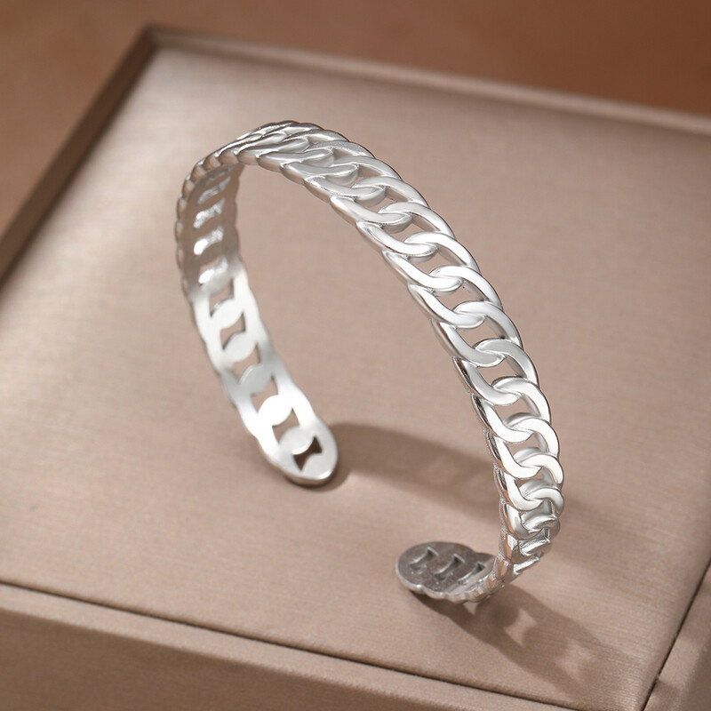 Rozsdamentes acél karkötő Európai és amerikai divatos lánc alakú üreges állítható karkötő női ékszer bulihoz illő