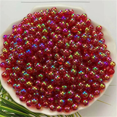 4/5/6/8/10MM veleprodajne okrugle akrilne perle AB boje s ravnom rupom, prozirne za izradu nakita, DIY narukvica