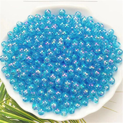4/5/6/8/10MM veleprodajne okrugle akrilne perle AB boje s ravnom rupom, prozirne za izradu nakita, DIY narukvica