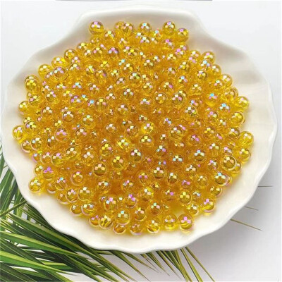 4/5/6/8/10MM veleprodajne okrugle akrilne perle AB boje s ravnom rupom, prozirne za izradu nakita, DIY narukvica