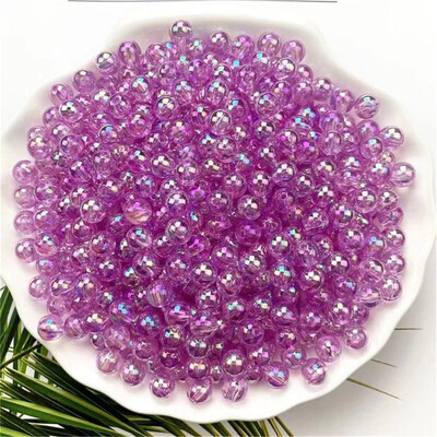 4/5/6/8/10MM veleprodajne okrugle akrilne perle AB boje s ravnom rupom, prozirne za izradu nakita, DIY narukvica