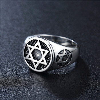 Vintage Punk Star of David Ring για άντρες 316L από ανοξείδωτο ατσάλι έξι άκρων ποδηλατικών δαχτυλιδιών ανδρών μόδας κοσμήματα δώρο χονδρικής