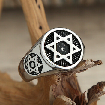 Vintage Punk Star of David Ring για άντρες 316L από ανοξείδωτο ατσάλι έξι άκρων ποδηλατικών δαχτυλιδιών ανδρών μόδας κοσμήματα δώρο χονδρικής