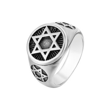 Vintage Punk Star of David Ring για άντρες 316L από ανοξείδωτο ατσάλι έξι άκρων ποδηλατικών δαχτυλιδιών ανδρών μόδας κοσμήματα δώρο χονδρικής