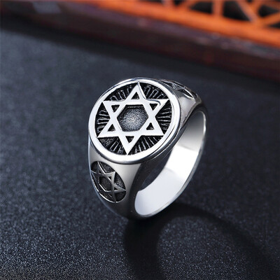 Vintage Punk Star of David Ring για άντρες 316L από ανοξείδωτο ατσάλι έξι άκρων ποδηλατικών δαχτυλιδιών ανδρών μόδας κοσμήματα δώρο χονδρικής
