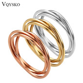 VQYSKO 1 χιλιοστά/3 χιλιοστά από ανοξείδωτο ατσάλι, τρία σε ένα, πλεκτό δαχτυλίδι άγχους για μπάντα υπόσχεσης επετείου