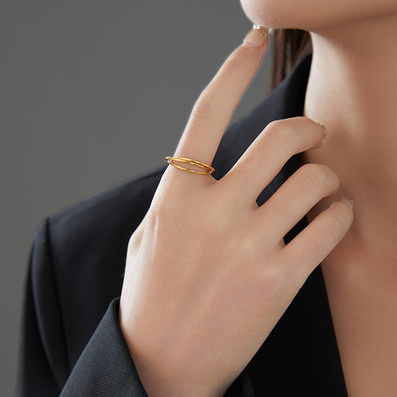 VQYSKO 1 χιλιοστά/3 χιλιοστά από ανοξείδωτο ατσάλι, τρία σε ένα, πλεκτό δαχτυλίδι άγχους για μπάντα υπόσχεσης επετείου