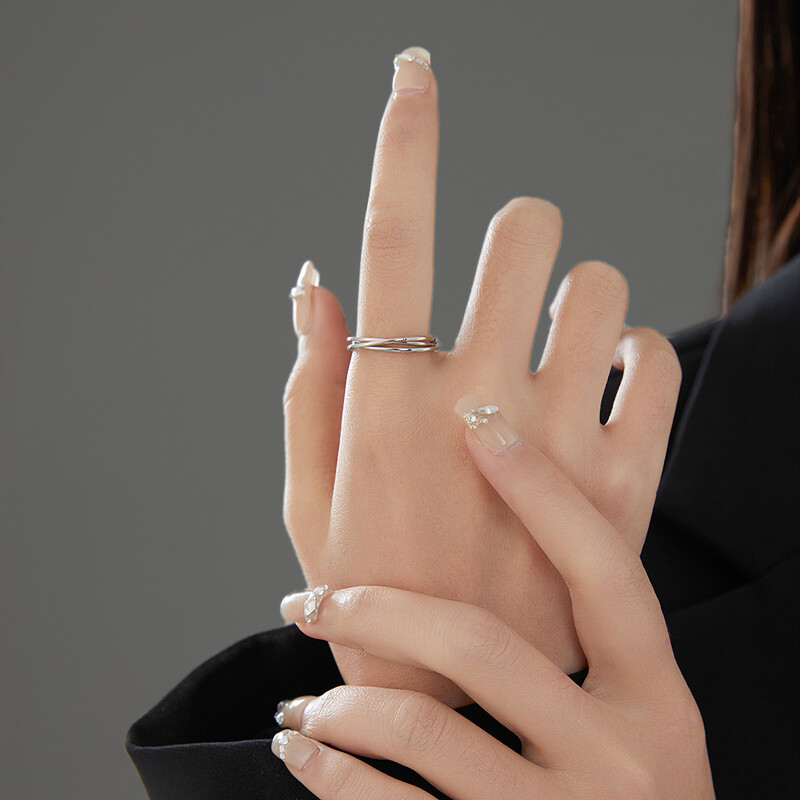 VQYSKO 1 χιλιοστά/3 χιλιοστά από ανοξείδωτο ατσάλι, τρία σε ένα, πλεκτό δαχτυλίδι άγχους για μπάντα υπόσχεσης επετείου