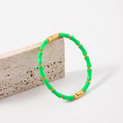 Kiváló érzékű bambusz karkötő Divat színes csepp ragasztó bambusz csomó titán acél karkötő Férfi Női Ékszerek Ajándék ékszerek Lóhere