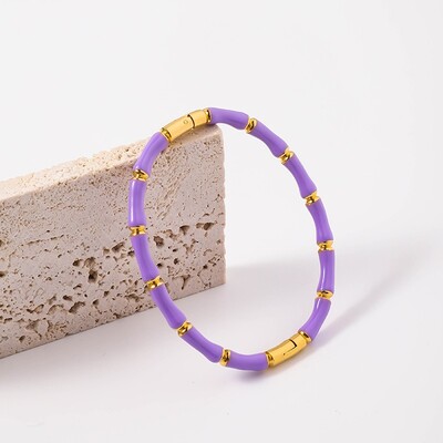 Kiváló érzékű bambusz karkötő Divat színes csepp ragasztó bambusz csomó titán acél karkötő Férfi Női Ékszerek Ajándék ékszerek Lóhere