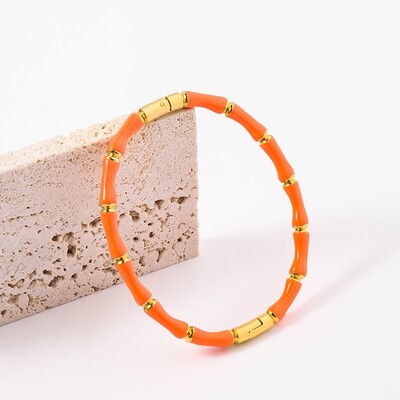 Kiváló érzékű bambusz karkötő Divat színes csepp ragasztó bambusz csomó titán acél karkötő Férfi Női Ékszerek Ajándék ékszerek Lóhere