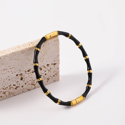 Kiváló érzékű bambusz karkötő Divat színes csepp ragasztó bambusz csomó titán acél karkötő Férfi Női Ékszerek Ajándék ékszerek Lóhere