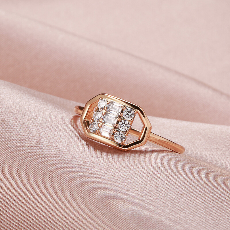 SYOUJYO četvrtasti prirodni cirkon, puni popločani ženski prstenovi, moderno, trendi 585 ružičasto zlato, modni nakit za dnevne zabave, poklon za djevojku