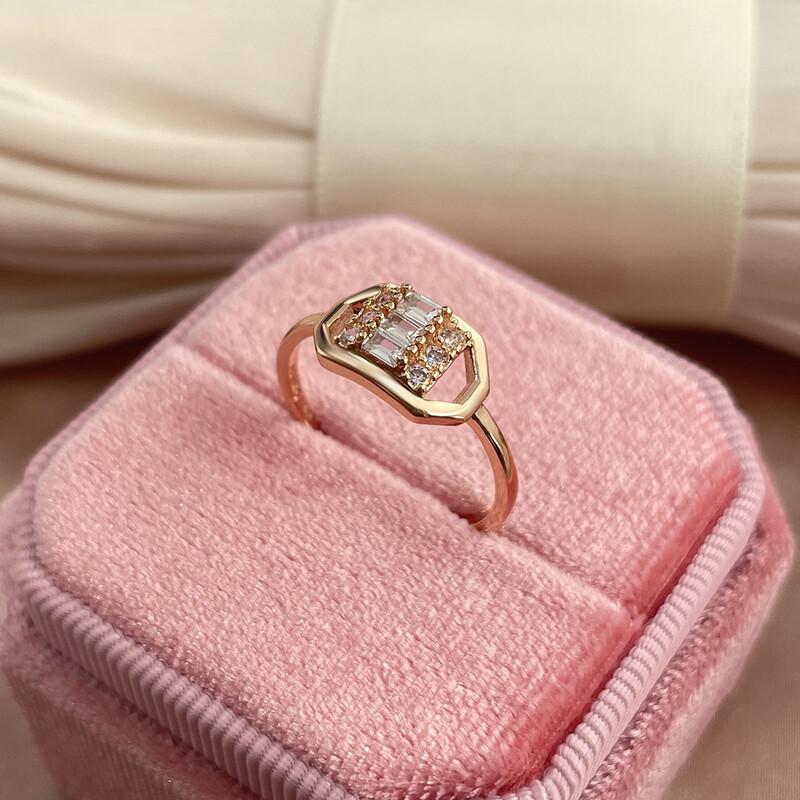 SYOUJYO četvrtasti prirodni cirkon, puni popločani ženski prstenovi, moderno, trendi 585 ružičasto zlato, modni nakit za dnevne zabave, poklon za djevojku