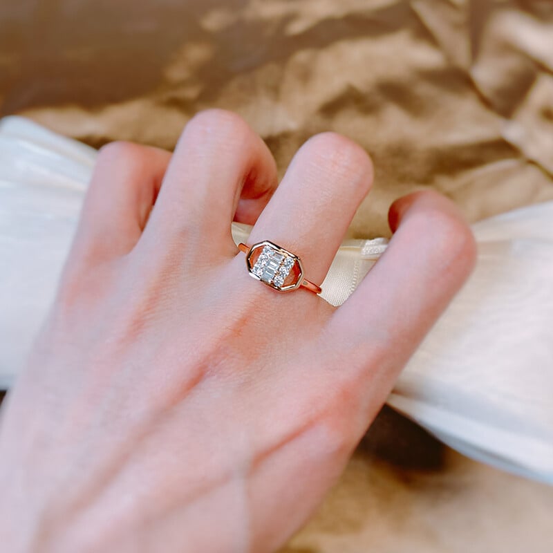 SYOUJYO četvrtasti prirodni cirkon, puni popločani ženski prstenovi, moderno, trendi 585 ružičasto zlato, modni nakit za dnevne zabave, poklon za djevojku