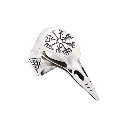 Vintage Odin Crow Skull Inel pentru bărbați Gotic Inele de busolă din oțel inoxidabil pentru bărbați Accesorii Viking Inel Valknut Model Amuleta